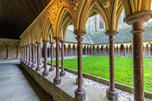 House Of Worship Prints: The Cloisters at Mont Saint Michel, Normandy, France