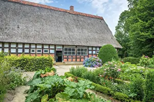 Cloppenburg Museum Village: Main house of the Wehlburg farm complex from Wehdel (Osnabrueck district, built in 1750), Emsland, Lower Saxony, Germany