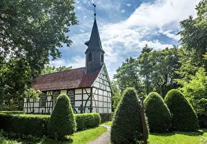 Cloppenburg Museum Village: Village church from Klein Escherde (Hildesheim district, built in 1699. Reconstructed in the museum village in 1977), Emsland, Lower Saxony, Germany