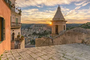 Architectures Prints: Close up of the bell tower of Santa Maria delle scale church