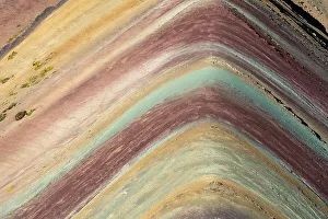 Cusco Province Prints: Close up of Rainbow Mountain, Pitumarca District, Cusco Region, Peru
