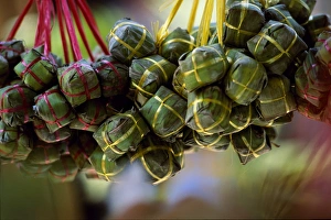 Indo China Gallery: Close up of rice balls wrapped in vine leaves