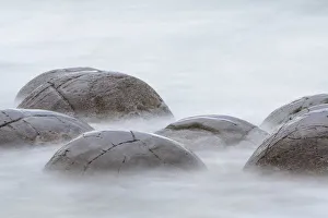 Abstract Prints: Close-up of Moeraki Boulders washed by the ocean, Hampden, North Otago, South Island