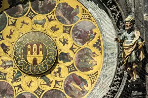 Images Dated 11th May 2017: Close-up view of the calendar plate of the Prague astronomical clock, Prague, Bohemia