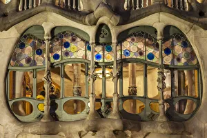Architect Prints: Close-up view of the large window on the facade of Casa Batllo, Barcelona, Catalonia