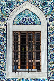 Close-up view of Yali Camii or Shore Mosque decorated with fine traditional Kutahya tiles