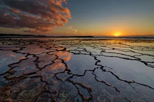 Clouds Refelcting in Tide Pools at Sunset, Vila Nova de Milfontes, Alentejo, Portugal