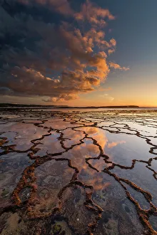 Clouds Refelcting in Tide Pools at Sunset, Vila Nova de Milfontes, Alentejo, Portugal