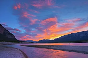 Clouds Reflected Prints: Clouds reflected in Abraham Lake at sunrise
