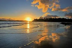 Clouds Reflected Prints: Clouds reflected in the Pacific Ocean at sunrise on Mackenzie Beach Pacific Rim NAtional Park British Columbia