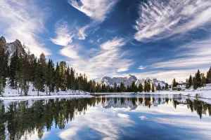 Clouds Reflecting in Lake Antorno, Dolomites, South Tyrol, Italy