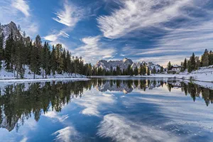Cirrus Prints: Clouds Reflecting in Lake Antorno, Dolomites, South Tyrol, Italy