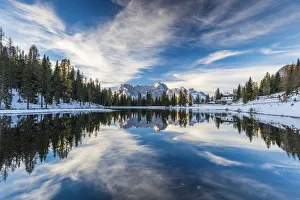 Clouds Reflecting in Lake Antorno, Dolomites, South Tyrol, Italy