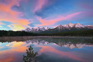 Q2 2023 Collection: Clouds and Rocky Mountains reflected in Herbert Lake, Banff National Park, Alberta, Canada