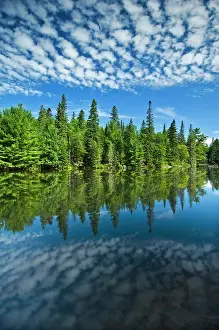 Canadiana Prints: clouds and trees reflected in Tea Lake Algonquin Provincial Park, Ontario, Canada
