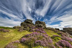 Cirrus Prints: Cloudscape over Froggatt Edge, Peak District National Park, Derbyshire, England