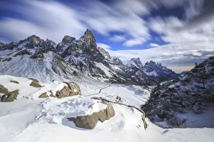 Paneveggio Prints: Cloudy winter sky on the snowy peaks of the Pale di San Martino