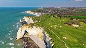 Activities Prints: Club de golf d'Etretat Golf Course above the White Chalk Cliffs