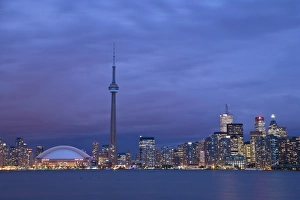 Lake Ontario Prints: CN Tower and Toronto Skyline at dusk
