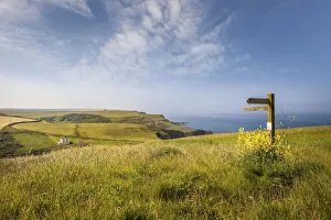 Footpath Prints: Coast at Hartland Point, Bideford, Devon, England