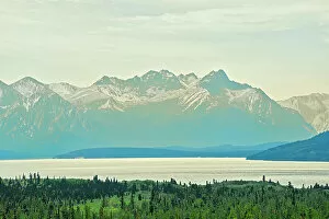 Yukon Collection: Coast Mountains with glaciers and Bennett Lake Carcross, Yukon, Canada