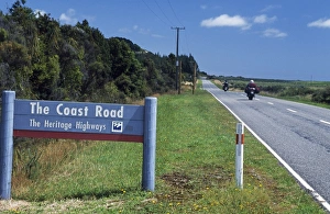 Straight Road Prints: The coast road sign