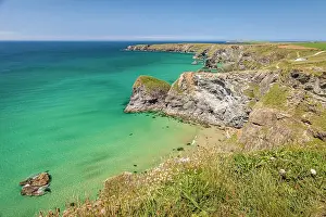 Coastal Landscape Prints: Coastal Bedruthan Steps at Padstow, Cornwall, England