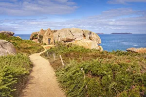Bretagne Gallery: Coastal path at Ploumanac`h, Cote de Granit Rose, Cotes-d Armor, Brittany, France