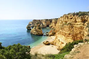 Images Dated 3rd April 2017: The coastal rock formations at Marinha beach (Praia da Marinha). Algarve, Portugal