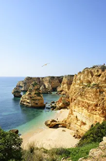 Images Dated 3rd April 2017: The coastal rock formations at Marinha beach (Praia da Marinha). Algarve, Portugal
