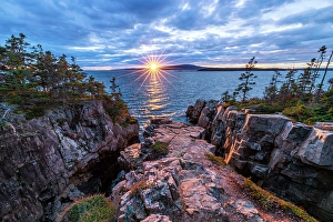 Coastal scene on Mount Desert Island, Ocean Path, Acadia National Park, Bar Harbor, Maine, USA