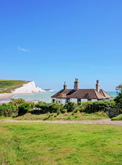 Cabins Prints: Coastguard Cottage and Seven Sisters Cliffs
