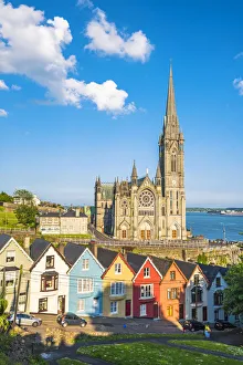 Cork Prints: Cobh, County Cork, Munster province, Ireland, Europe. Colored houses in front of the St