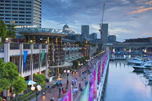 Cockle Bay Wharf at dusk, Darling Harbour, Sydney, New South Wales, Australia