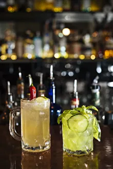 Cocktail Prints: Cocktails on Bar, Valletta, Malta