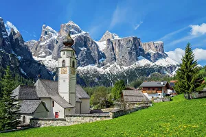 Colfosco Prints: Colfosco-Calfosch with Sella mountain group behind