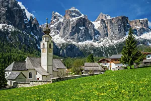 Colfosco Prints: Colfosco-Calfosch with Sella mountain group behind
