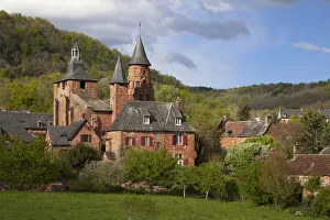 Collonges-la-Rouge church and village, Correze, Nouvelle-Aquitaine, France