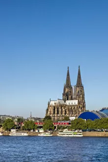 Cologne Cathedral and River Rhine, Cologne, North Rhine Westphalia, Germany