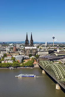 Images Dated 13th May 2015: Cologne Cathedral, River Rhine and Hohenzollern Bridge, Cologne, North Rhine Westphalia