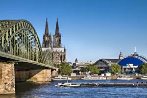 Images Dated 13th May 2015: Cologne Cathedral, River Rhine and Hohenzollern Bridge, Cologne, North Rhine Westphalia
