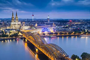 Images Dated 18th May 2021: Cologne Cathedral, River Rhine and Hohenzollern Bridge, Cologne, North Rhine Westphalia