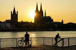 Images Dated 20th July 2023: Cologne Cathedral at sunset, Cologne, North Rhine-Westphalia, Germany