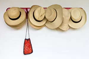 Colombia, Caldas, Manizales, Traditional Hats at Hacienda Venecia