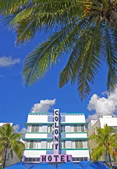 Building Structure Prints: The Colony Hotel on Ocean Drive, South Beach, Miami, Florida, USA