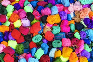 Colored ball of string. Carhuaz, Ancash, Andes, Peru