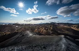 Images Dated 29th July 2021: Colored mountains with some snow in highlands of Iceland, Landmannalaugar, Iceland