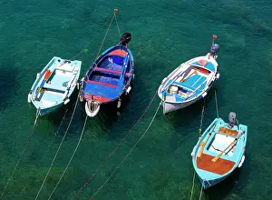 Riomaggiore Prints: Colorful boats in the harbour, Riomaggiore