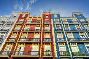 Colorful buildings in a street of Ruzafa, Valencia, Spain