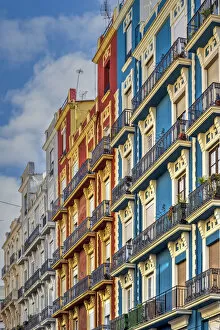Images Dated 23rd March 2022: Colorful buildings in a street of Ruzafa, Valencia, Spain